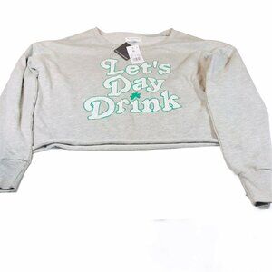 Grayson Threads Womens Size XL Sweatshirt Cropped Lets Day Drink Gray New